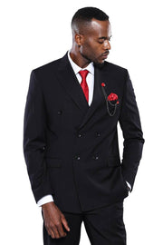 Double Breasted Slim Fit Black Suit 3-piece-suit, 34, 36, 38, 40, 42, 44, 46, 48, Black, Double Breasted, Double Breasted Suit, mens-suit, mens-suit_obsolete, Modern Fit, Slim Fit, Suit SuitD