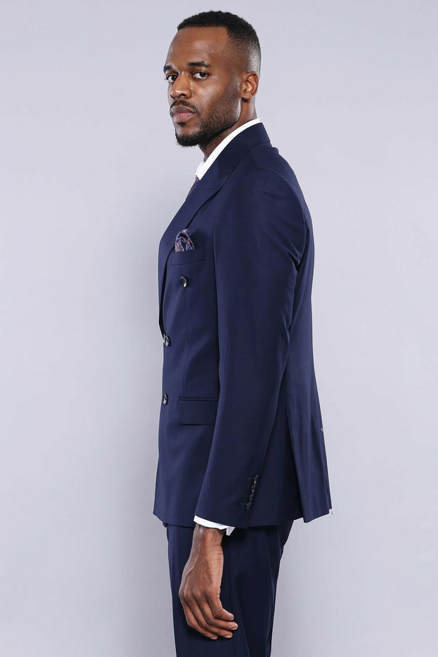 Double Breasted Slim Fit Navy Blue Suit 3-piece-suit, 36, 38, 40, 42, 44, 46, 48, Blue, Double Breasted, Double Breasted Suit, mens-suit_obsolete, Modern Fit, Navy, navy-blue, Slim Fit, Suit 