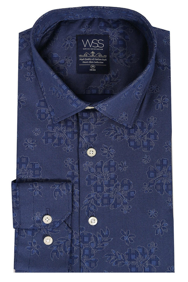 Floral Pattern Blue Shirt | Wessi 3-piece-suit, Casual, Daily, Floral, Floral Shirt, Italian, Modern Fit, Patterned, Shirt, Slim Fit ShirtFloral Shirt - wessi