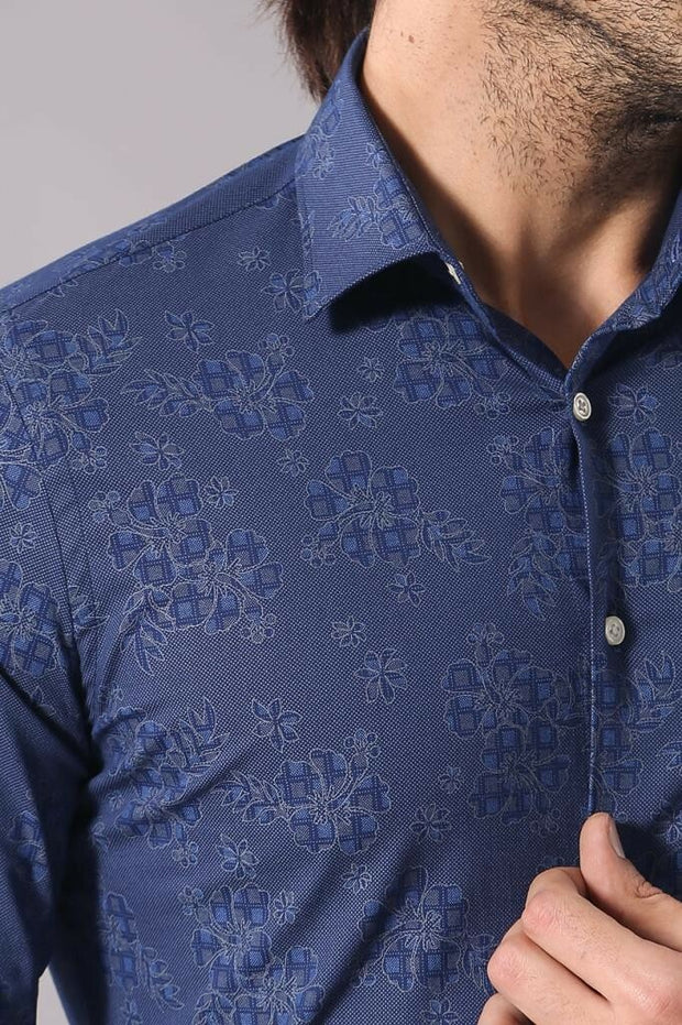 Floral Pattern Blue Shirt | Wessi 3-piece-suit, Casual, Daily, Floral, Floral Shirt, Italian, Modern Fit, Patterned, Shirt, Slim Fit ShirtFloral Shirt - wessi