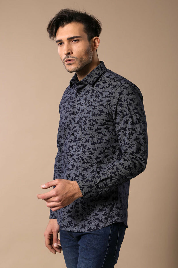 Floral Patterned Black Shirt | Wessi 3-piece-suit, Casual, Daily, Floral, Italian, Modern Fit, Patterned, Shirt, Slim Fit, Slim Fit Shirt, Sport ShirtSlim Fit Shirt - wessi