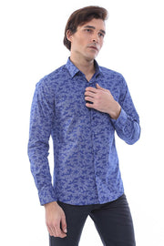 Floral Patterned Blue Shirt | Wessi 3-piece-suit, blue, Casual, Daily, Floral, Italian, Modern Fit, Patterned, Shirt, Slim Fit, Slim Fit Shirt, Sport ShirtSlim Fit Shirt - wessi