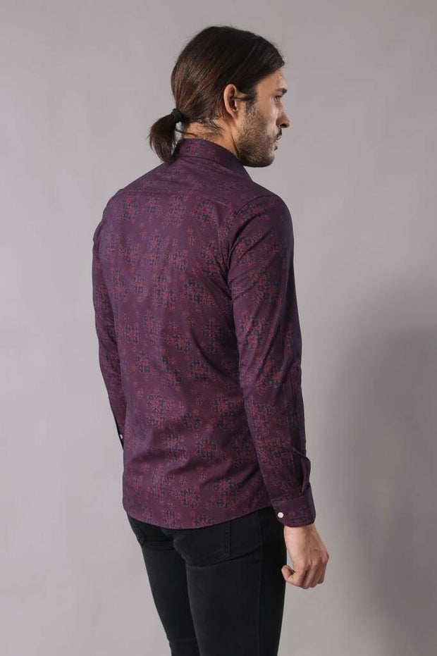 Floral Patterned Burgundy Shirt | Wessi 3-piece-suit, Casual, Daily, Floral, Floral Shirt, Italian, Modern Fit, Patterned, Shirt, Slim Fit ShirtFloral Shirt - wessi