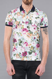 Floral Patterned Polo T-Shirt 3-piece-suit, Daily, Floral, Knit, L, M, Modern Fit, Patterned, Polo, Polo T-Shirt, S, Slim Fit, T-Shirt, XL OutletT-shirt - wessi