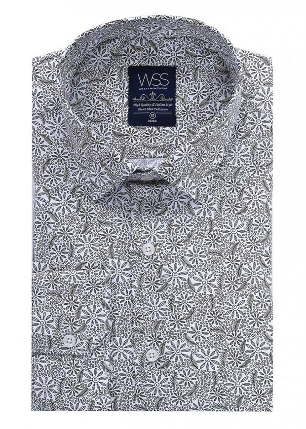 Floral Patterned Slim Fit Shirt | Wessi 3-piece-suit, Casual, Daily, Floral, Floral Shirt, Grey, Italian, Modern Fit, Patterned, Shirt, Slim Fit, Sport ShirtFloral Shirt - wessi