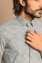 Floral Patterned Slim Fit Shirt | Wessi 3-piece-suit, Casual, Daily, Floral, Floral Shirt, Grey, Italian, Modern Fit, Patterned, Shirt, Slim Fit, Sport ShirtFloral Shirt - wessi