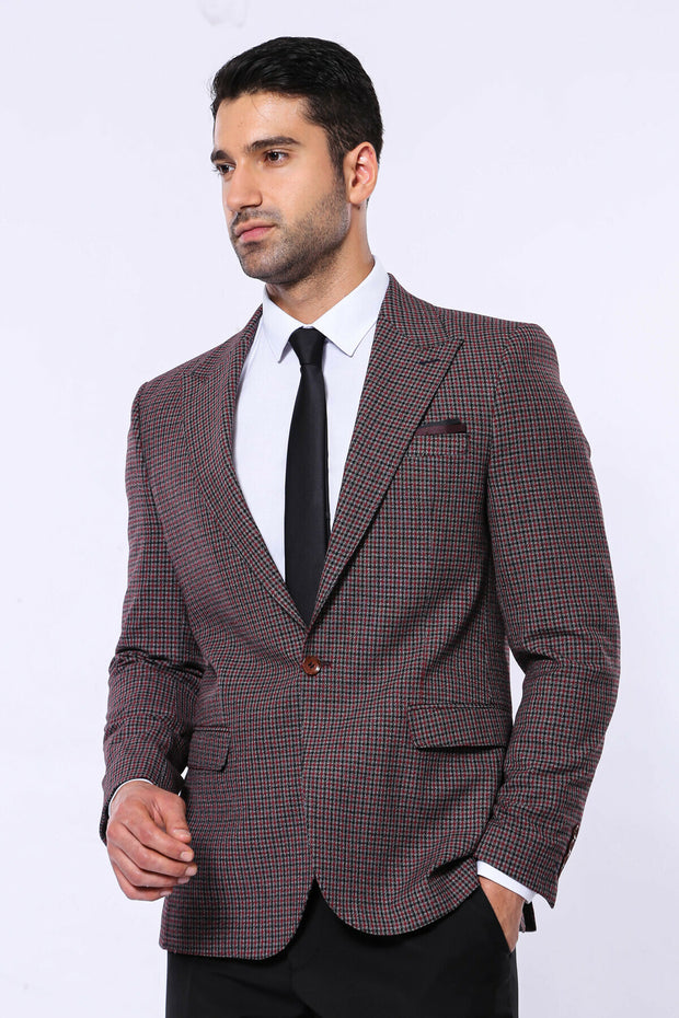 Gingham Black Blazer 3-piece-suit, 36, 38, 40, 42, 44, 46, 48, Black, Black Blazer, Men's Blazers, Modern Fit, Peak, Peak Lapel, Slim Fit Men's BlazersBlack Blazer - wessi