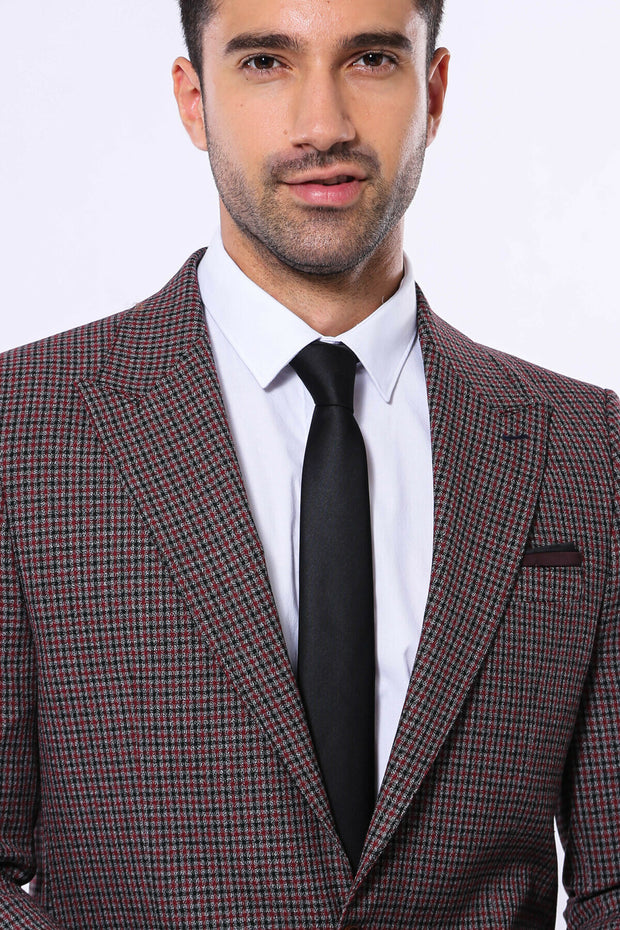 Gingham Black Blazer 3-piece-suit, 36, 38, 40, 42, 44, 46, 48, Black, Black Blazer, Men's Blazers, Modern Fit, Peak, Peak Lapel, Slim Fit Men's BlazersBlack Blazer - wessi