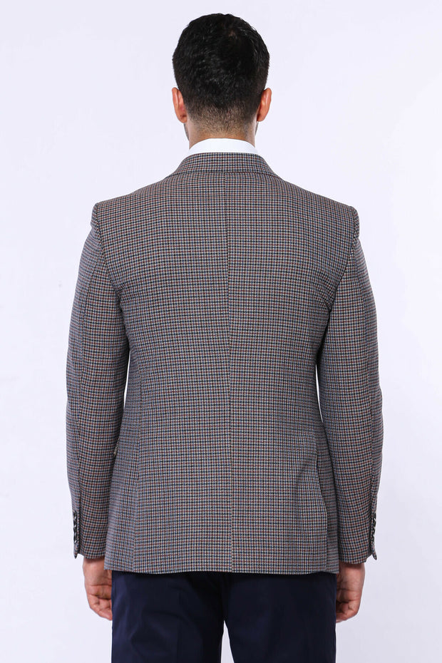 Gingham Brown Blazer 3-piece-suit, 36, 38, 40, 42, 44, 46, 48, Men's Blazers, Modern Fit, Peak, Peak Lapel, Slim Fit, Sport Coats Men's BlazersSport Coats - wessi