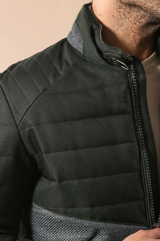 Green Down Coat 3-piece-suit, 36, 42, 46, Jackets, Modern Fit, Outwear, Puffer Coats, Quilted, Slim Fit, Striped, Zippered OutletCoat - wessi