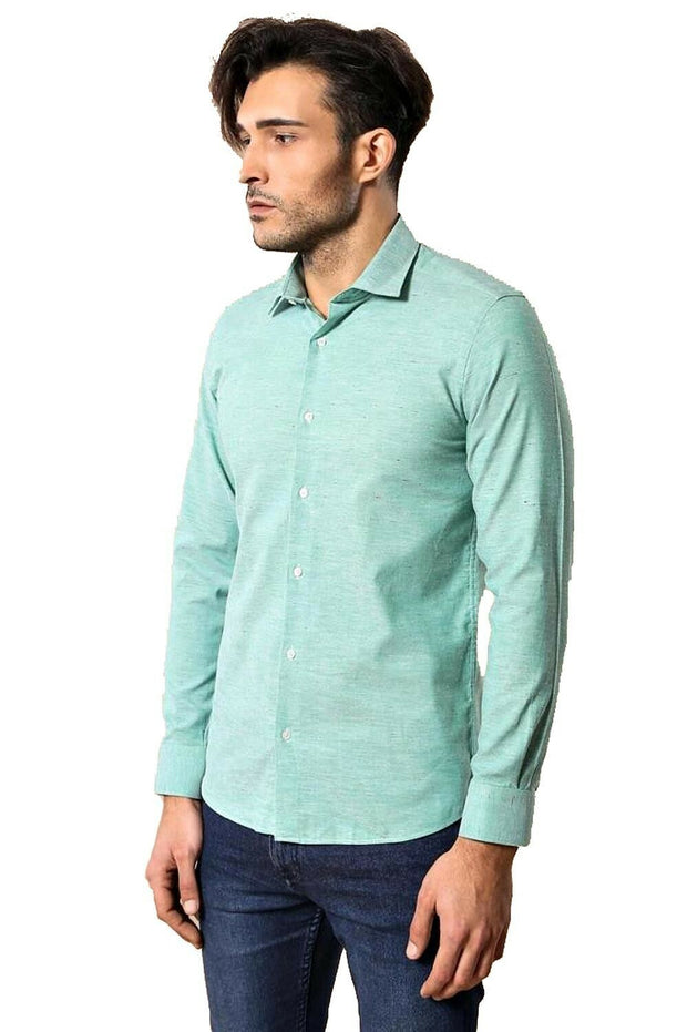 Green Linnen Slim Fit Shirt 3-piece-suit, Casual, Daily, Italian, Linen Blend, Linen Shirt, M, Modern Fit, S, Shirt, Slim Fit, Sport ShirtLinen Shirt - wessi