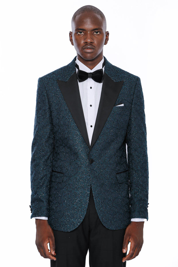 Green Sparkly Patterned Party Blazer | Wessi 3-piece-suit, 36, 38, 42, 44, 46, 48, Men's Blazers, Modern Fit, Party, Peak, Peak Lapel, Shiny, Slim Fit, Slim Fit Blazers, Wedding Men's Blazers