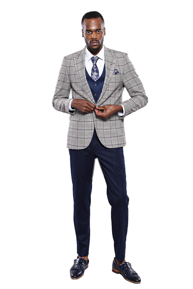 Grey suit with navy on sale vest