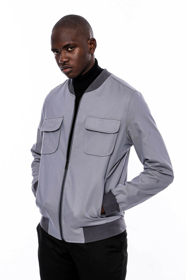 Grey Bomber Coat $50 - $100, 3-piece-suit, 36, 38, 40, 42, 44, 46, 48, Basic, Bomber Jacket, Daily, Essentials, Grey, Modern Fit, Outwear, Plain, Slim Fit, Slimfit, Zippered OutwearBomber Jac