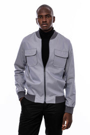 Grey Bomber Coat $50 - $100, 3-piece-suit, 36, 38, 40, 42, 44, 46, 48, Basic, Bomber Jacket, Daily, Essentials, Grey, Modern Fit, Outwear, Plain, Slim Fit, Slimfit, Zippered OutwearBomber Jac