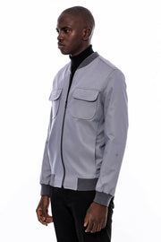 Grey Bomber Coat $50 - $100, 3-piece-suit, 36, 38, 40, 42, 44, 46, 48, Basic, Bomber Jacket, Daily, Essentials, Grey, Modern Fit, Outwear, Plain, Slim Fit, Slimfit, Zippered OutwearBomber Jac