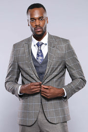 Grey Vested Suit | Wessi 3 Piece Suits, 3-piece-suit, 34, 36, 38, 40, 42, 44, 46, 48, Basic, Blue, Checked, Classic Blazer, Combined Suit, Daily, Essentials, Grey, Grey Suit, mens-suit, mens-