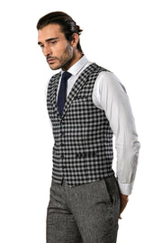 Grey Plaid Vest | Wessi 3-piece-suit, 34, Checked, Modern Fit, Plaid, Slim Fit, Vest Vest - wessi