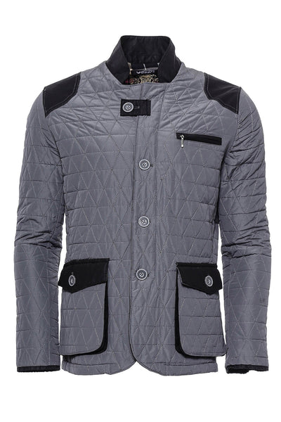 Grey Quilted Neck And Pocket Detailed Coat 3-piece-suit, 36, 38, 40, 42, 44, 46, 6 Drop, Basic, Coat, Essentials, Grey, Italian Suit, Kaban, Modern Fit, Outwear, Plain, Quilted, Slim Fit, Sli