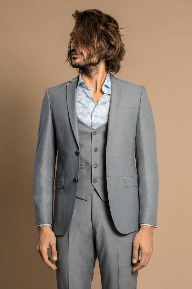 Grey Slim Fit Men's Suit with Vest | Wessi $100 - $150, 3-piece-suit, 34, 36, 38, 40, 6 Drop, Basic, Casual, Daily, Essentials, Italian, Italian Suit, mens-suit, mens-suit_obsolete, Modern Fi