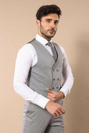 Grey Vested Suit $100 - $150, 3-piece-suit, 34, 36, 38, 40, 42, 44, 6 Drop, Combined, Daily, Double Breasted, Double Breasted Suit, Italian, Italian Suit, mens-suit, mens-suit_obsolete, Moder