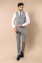 Grey Vested Suit $100 - $150, 3-piece-suit, 34, 36, 38, 40, 42, 44, 6 Drop, Combined, Daily, Double Breasted, Double Breasted Suit, Italian, Italian Suit, mens-suit, mens-suit_obsolete, Moder