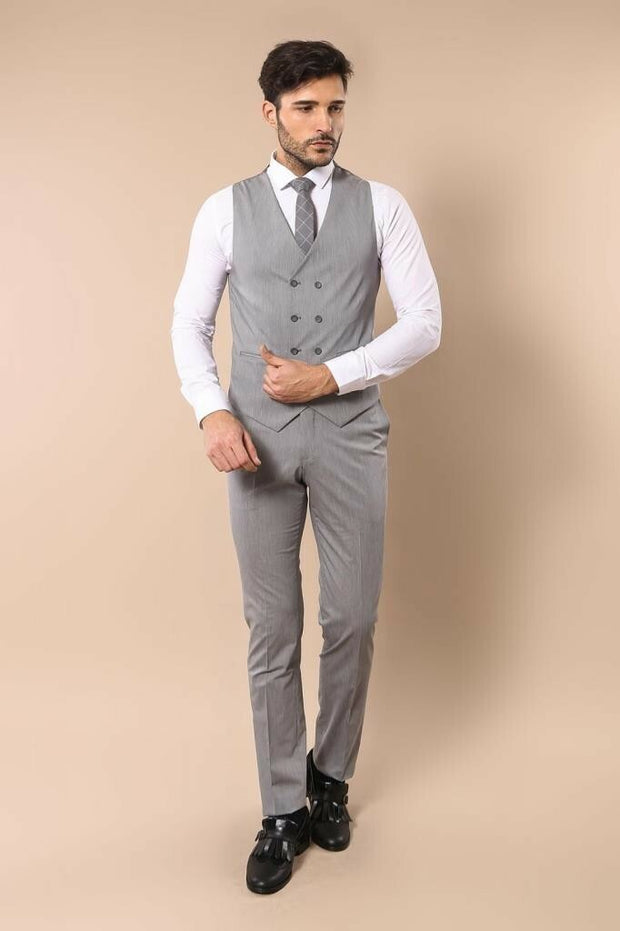 Grey Vested Suit $100 - $150, 3-piece-suit, 34, 36, 38, 40, 42, 44, 6 Drop, Combined, Daily, Double Breasted, Double Breasted Suit, Italian, Italian Suit, mens-suit, mens-suit_obsolete, Moder