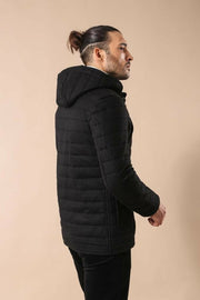 Hooded Black Felt Coat 36, 38, 40, 42, 44, 46, Black, Coat, Hooded Coat, Modern Fit, Outwear, Quilted, Slim Fit OutletCoat - wessi