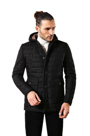 Hooded Black Felt Coat 36, 38, 40, 42, 44, 46, Black, Coat, Hooded Coat, Modern Fit, Outwear, Quilted, Slim Fit OutletCoat - wessi