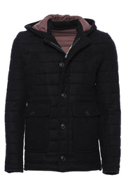 Hooded Black Felt Coat 36, 38, 40, 42, 44, 46, Black, Coat, Hooded Coat, Modern Fit, Outwear, Quilted, Slim Fit OutletCoat - wessi