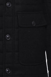 Hooded Black Felt Coat 36, 38, 40, 42, 44, 46, Black, Coat, Hooded Coat, Modern Fit, Outwear, Quilted, Slim Fit OutletCoat - wessi