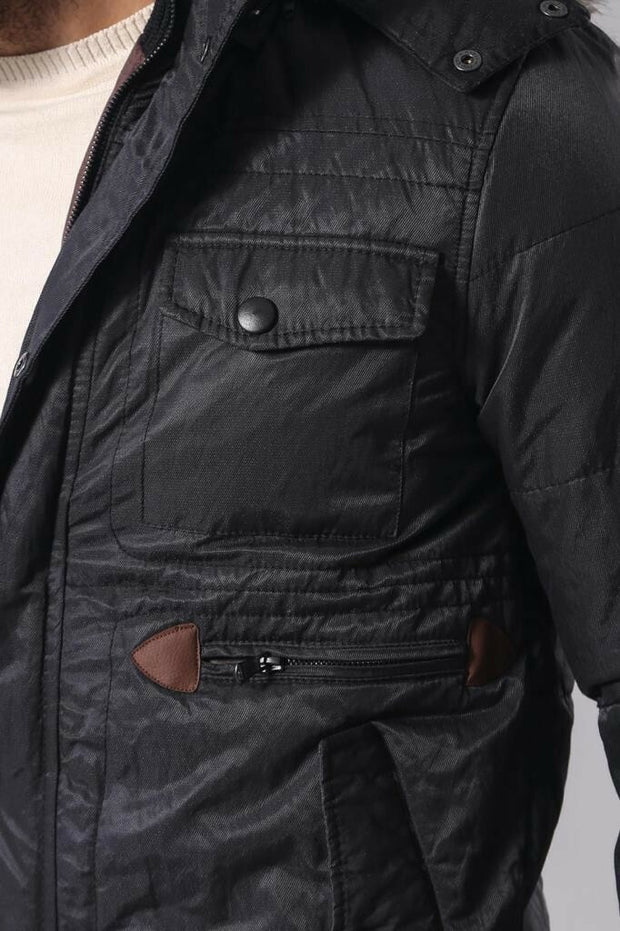 Hooded Black Quilted Jacket 3-piece-suit, 3xl, Black, Jackets, Outwear, Puffer Coats, Quilted, Zippered OutletCoat - wessi