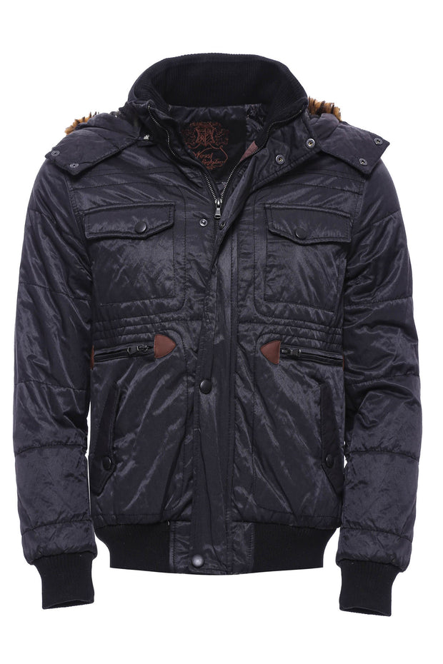 Hooded Black Quilted Jacket 3-piece-suit, 3xl, Black, Jackets, Outwear, Puffer Coats, Quilted, Zippered OutletCoat - wessi