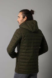 Hooded Green Felt Coat $50 - $100, 36, 38, 40, 42, 44, 46, Coat, Daily, Green, Hooded, Hooded Coat, Modern Fit, Outwear, Plain, Quilted, Quilted Jackets, Slim Fit OutletCoat - wessi