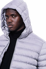 Hooded Grey Quilted Coat 3-piece-suit, 38, 40, 42, 44, 46, 48, Coat, Grey, Hooded, Kaban, Modern Fit, Outwear, Quilted, Slim Fit OutwearCoatKaban - wessi