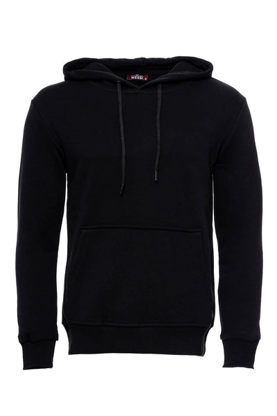 Hooded Pocket Plain Black Men's Sweatshirt Basic, Daily, Essentials, Hooded, Modern Fit, Slim Fit, Sport, Sport Clothing, Sweatshirt Sport ClothingSweatshirt - wessi