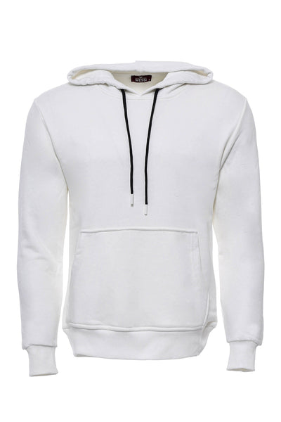 Hooded Pocket Plain Cream Men's Sweatshirt Basic, Daily, Essentials, Hooded, Modern Fit, Slim Fit, Sport, Sport Clothing, Sweatshirt Sport ClothingSweatshirt - wessi