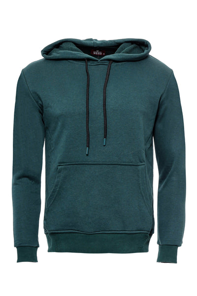 Hooded Pocket Plain Dark Green Men's Sweatshirt Basic, Daily, Essentials, Hooded, Modern Fit, Slim Fit, Sport, Sport Clothing, Sweatshirt Sport ClothingSweatshirt - wessi