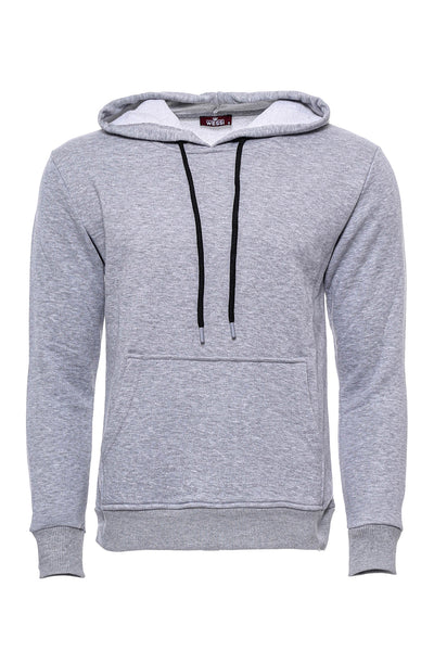 Hooded Pocket Plain Grey Men's Sweatshirt Basic, Daily, Essentials, Hooded, Modern Fit, Slim Fit, Sport, Sport Clothing, Sweatshirt Sport ClothingSweatshirt - wessi