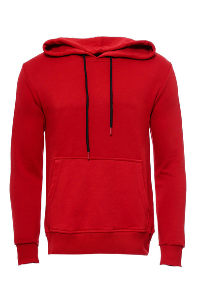 Hooded Pocket Plain Red Men's Sweatshirt Basic, Daily, Essentials, Hooded, Modern Fit, red, Slim Fit, Sport, Sport Clothing, Sweatshirt Sport ClothingSweatshirt - wessi