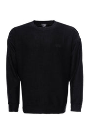 Horizontal Striped Black Men's Sweatshirt Basic, Crew Neck, Daily, Embroidered, Essentials, Modern Fit, Slim Fit, Sport, Sport Clothing, Striped, Sweatpants, Sweatshirt Sport ClothingSweatpan