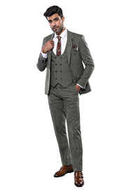 Khaki Checked Suit | Wessi 3-piece-suit, 36, 38, 40, 42, Checked, Double Breasted, Modern Fit, Peak, Peak Lapel, Plaid, Slim Fit, Slim Fit Suit, Suit SuitSlim Fit Suit - wessi