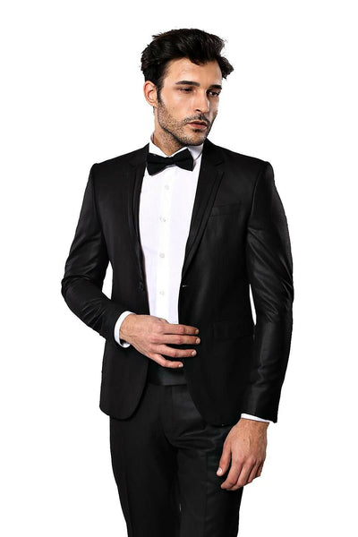 Lapel Modeled Black Wedding Suit | Wessi 3-piece-suit, 42, mens-suit_obsolete, Modern Fit, Notch, Party, Slim Fit, Slim Fit Suit, Suit, Wedding OutletSuit - wessi