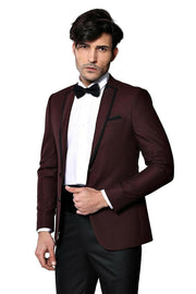 Lapel Modeled Burgundy Groom Suit | Wessi 3-piece-suit, 38, Modern Fit, Notch, Party, Slim Fit, Slim Fit Suit, Suede, Suit, Wedding TuxedoBurgundy Tuxedo - wessi