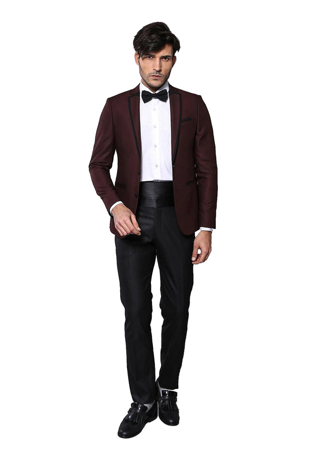 Lapel Modeled Burgundy Groom Suit | Wessi 3-piece-suit, 38, Modern Fit, Notch, Party, Slim Fit, Slim Fit Suit, Suede, Suit, Wedding TuxedoBurgundy Tuxedo - wessi