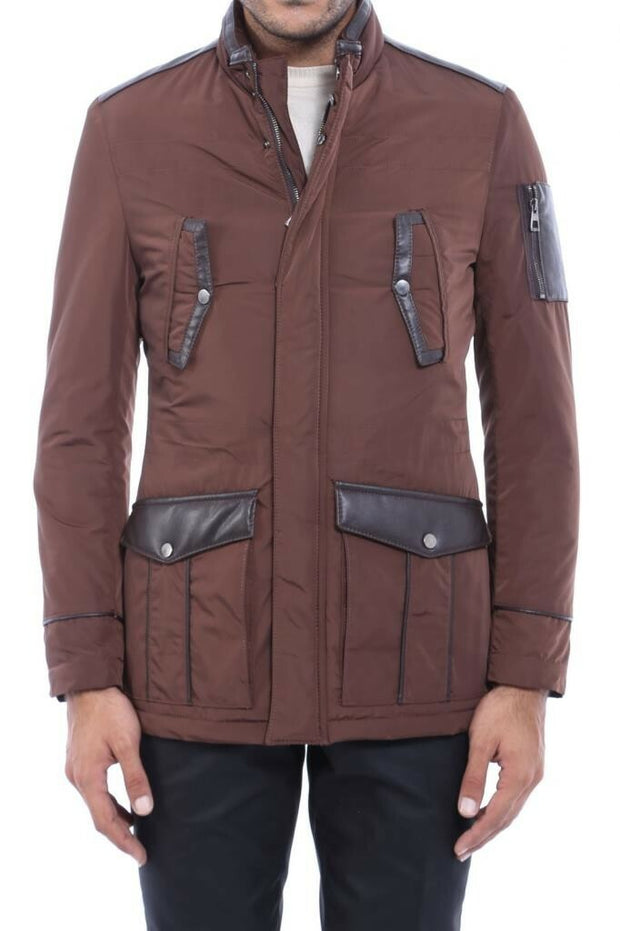 Leather Modeled Brown Slim Fit Quilted Jacket 3-piece-suit, 36, 40, 44, 46, Brown, Jackets, Modern Fit, Outwear, Puffer Coats, Quilted, Slim Fit, tan OutletCoat - wessi