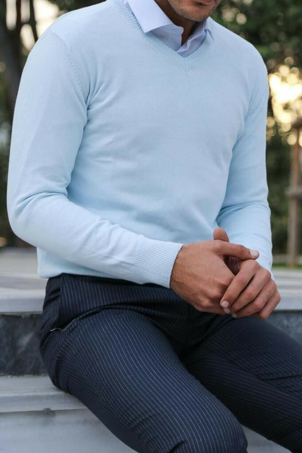 Light blue v neck cheap sweater