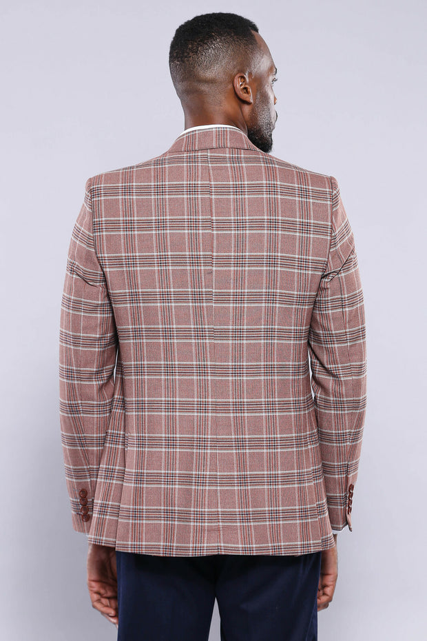 Light Burgundy Checked Combined Suit | Wessi 3 Piece Suits, 3-piece-suit, 34, 38, 40, 42, 46, Blue, Checked, Classic Blazer, Combined Suit, mens-suit, mens-suit_obsolete, Navy, Navy Blue, Pea