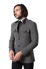 Mandarin Collar Cachet Grey Jacket $30 - $50, 34, 36, 6 Drop, Cachet, Casual, Daily, Dot Patterned, Grey, Italian, Italian Suit, Mandarin Collar, Men's Blazers, Modern Fit, Patterned, Slim Fi