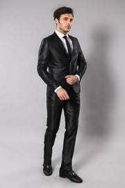 Modeled Shiny Black Suit | Wessi 3-piece-suit, 34, 40, 42, 46, Black, Italian Suit, mens-suit, mens-suit_obsolete, Suit OutletSuit - wessi